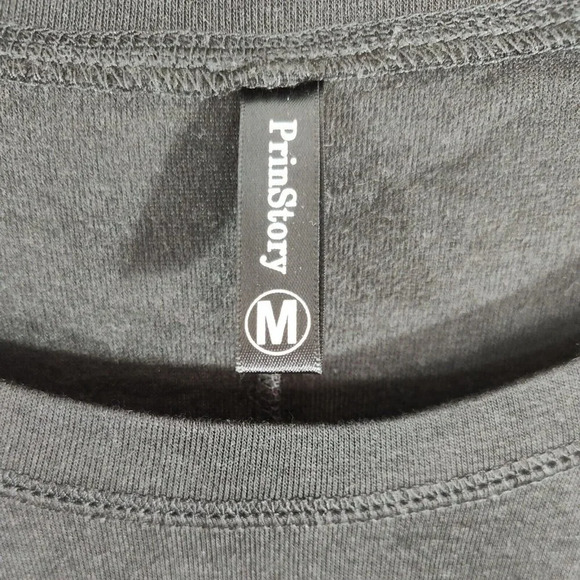 PrinStory Top Long Length Jersey Knit Women Size M Black Long Sleeve Pockets - Picture 5 of 7